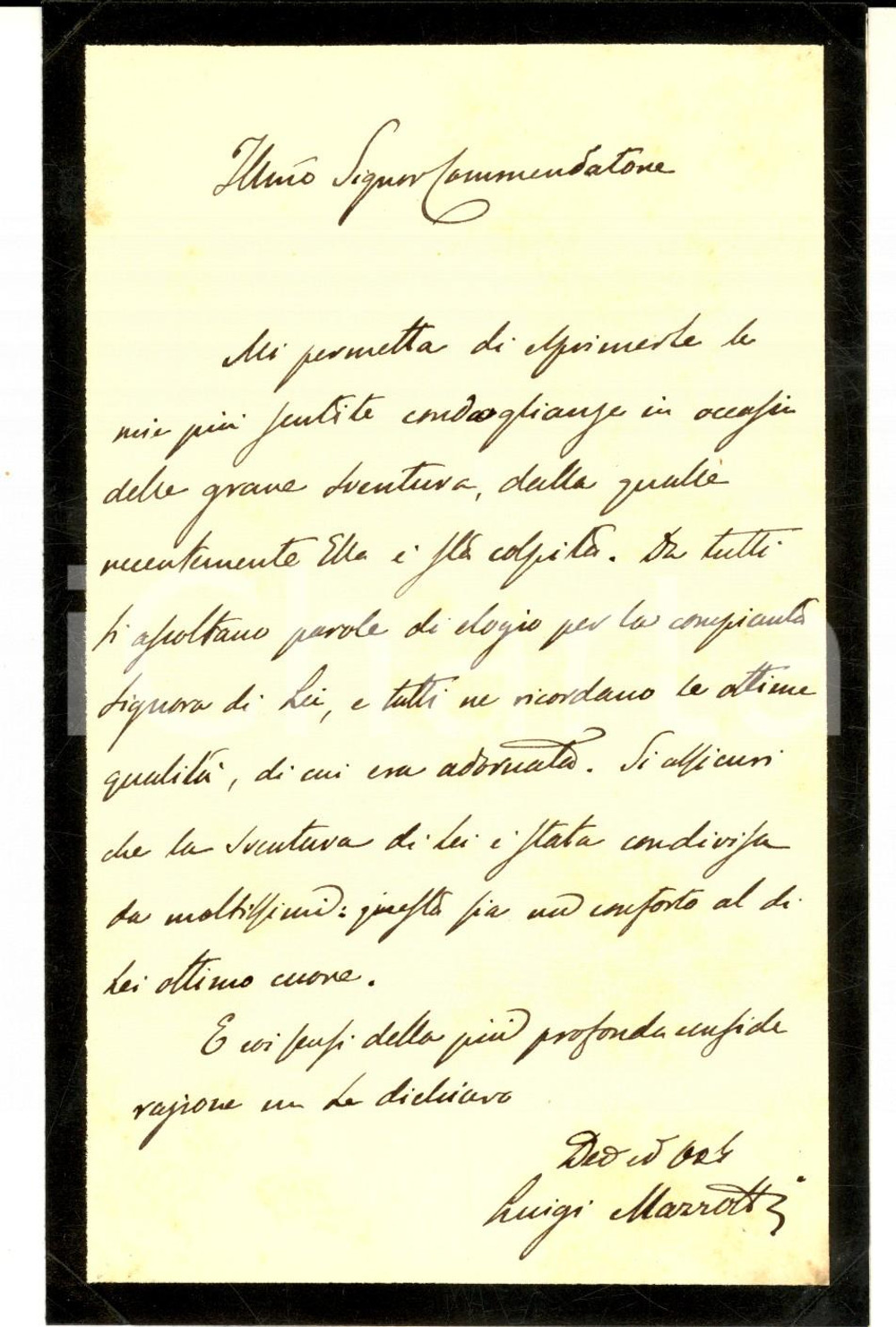 Autografo originale 1890 ca BRESCIA Lettera dott. Luigi MAZZOTTI per condoglianze  Autografo 1
