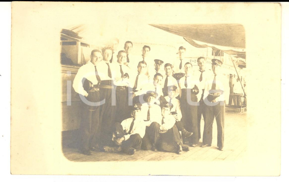 Fotografia d epoca originale 1925 ca REGIA MARINA Gruppo di giovani ufficiali  Foto cartolina con AUTOGRAFI 1