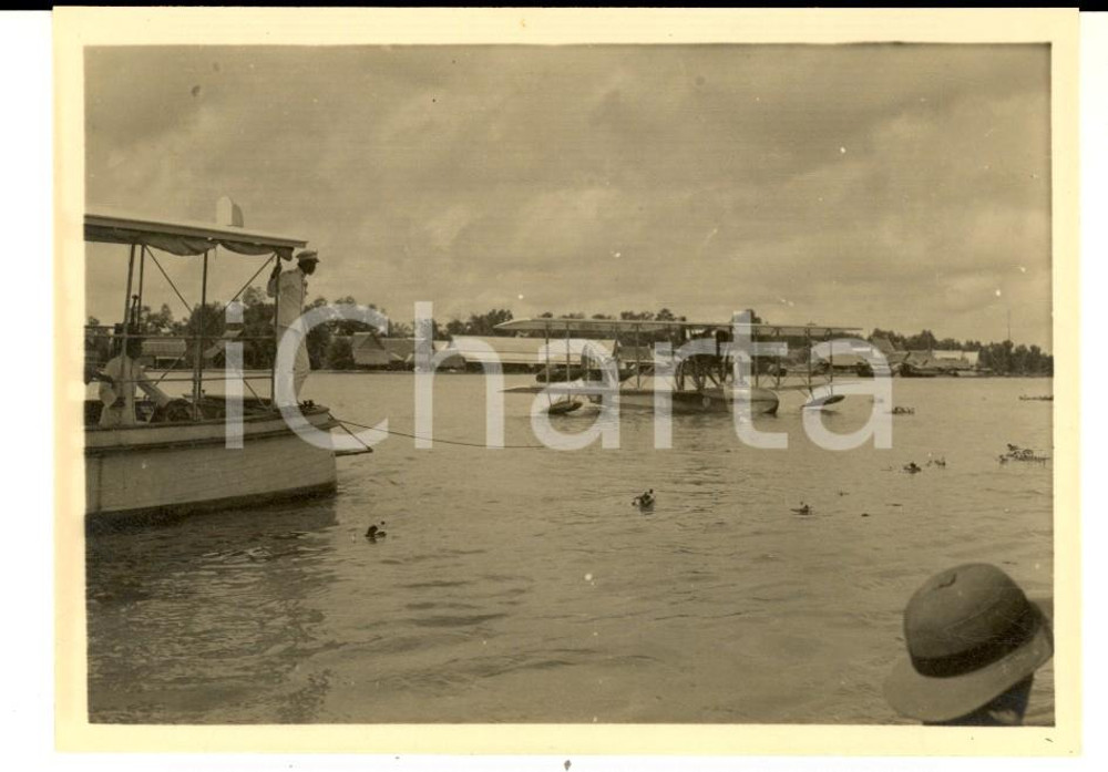 Fotografia d epoca originale 1925 BANGKOK Francesco DE PINEDO con il SIAI S.16 GENNARIELLO  Foto 11x8 1