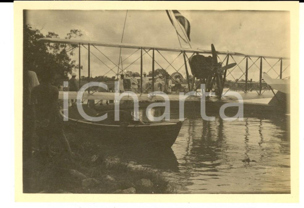 Fotografia d epoca originale 1925 BANGKOK Arrivo del SIAI S.16 GENNARIELLO di Francesco DE PINEDO Foto 11x8 1