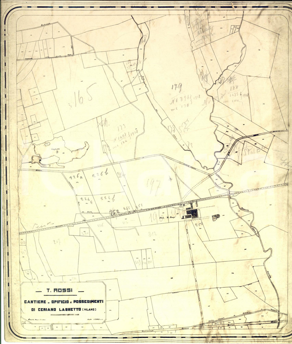 Fotografia d epoca originale 1920 ca CERIANO LAGHETTO Ditta Tranquillo ROSSI Opificio Foto planimetria 1