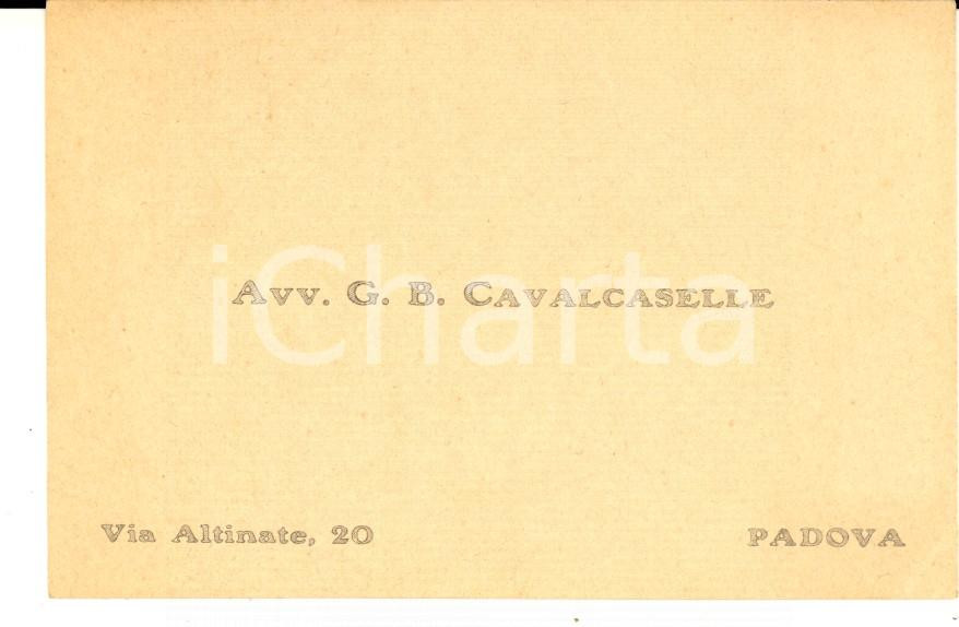 Autografo originale 1926 PADOVA Biglietto avvocato Giovanni Battista CAVALCASELLE  Autografo 1