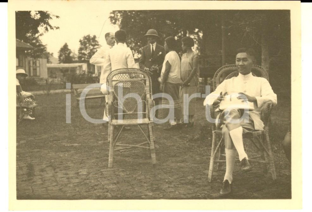 Fotografia d epoca originale 1925 BANGKOK Festa con ospiti italiani lungo il fiume Foto VINTAGE 11x8 1