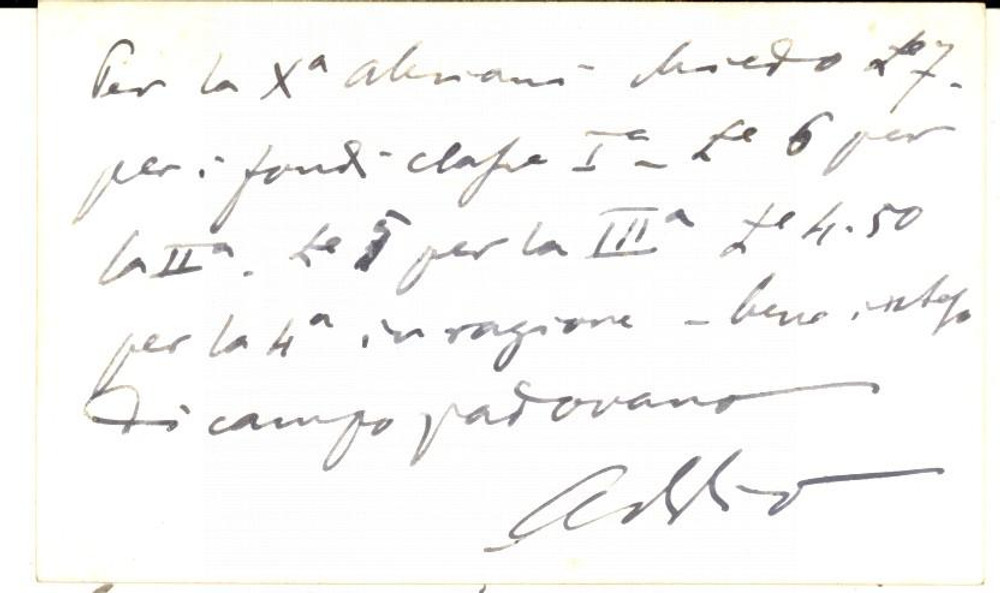 Autografo originale 1890 ca PADOVA Biglietto da visita avvocato Alessandro STOPPATO  Autografo 1