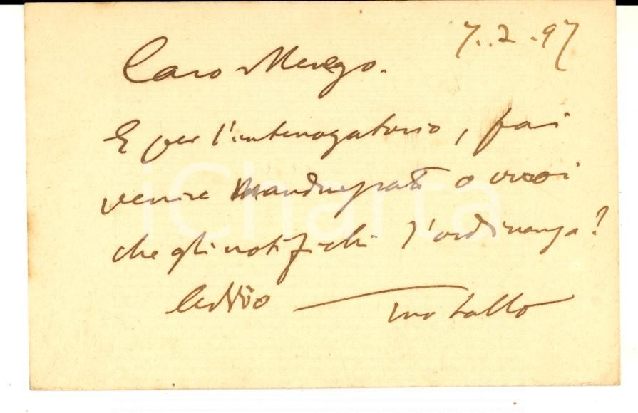 Autografo originale 1897 PADOVA Biglietto da visita avv. Alessandro STOPPATO  Autografo 1