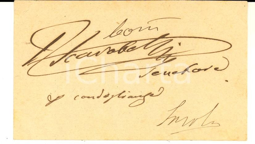 Oggetto da collezione cartaceo 1890 ca IMOLA Conte Giuseppe SCARABELLI senatore  Biglietto AUTOGRAFO 1