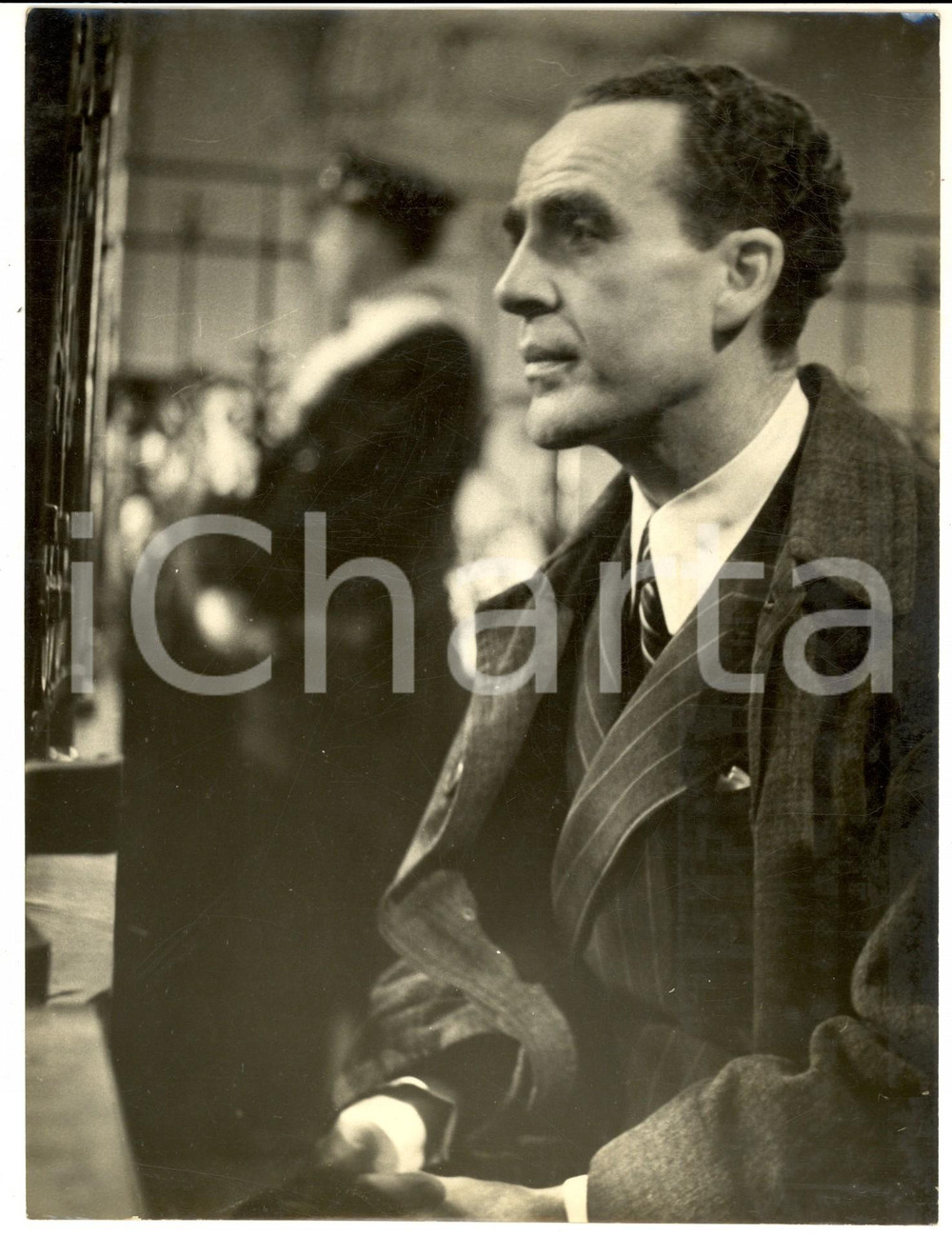 Fotografia d epoca originale 1951 BOLOGNA Ritratto di Ettore GRANDE nell aula del processo  Foto 18x24 1