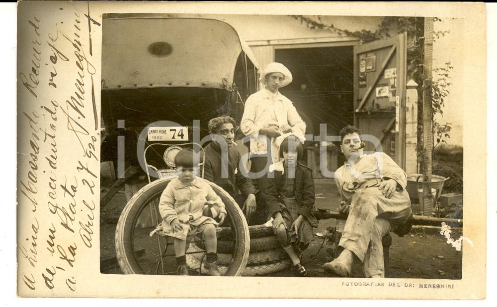Fotografia d epoca originale 1920 Area di QUILMES ARGENTINA Dr. Silvio MENEGHINI in gita con l auto  Foto 1