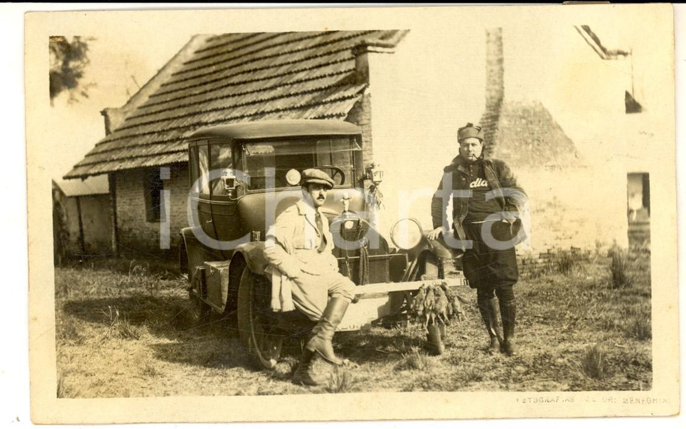 Fotografia d epoca originale 1920 Area QUILMES ARGENTINA Silvio MENEGHINI cacciatore e automobilista FOTO 1