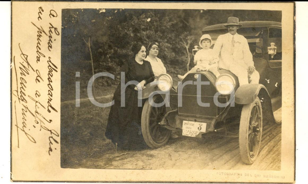 Fotografia d epoca originale 1920 QUILMES ARGENTINA Silvio MENEGHINI in gita in auto con la famiglia  Foto 1