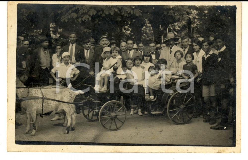 Fotografia d epoca originale 1930 MILANO Giardini Pubblici  Gruppo di bambini in carrozza Foto CURIOSA 1