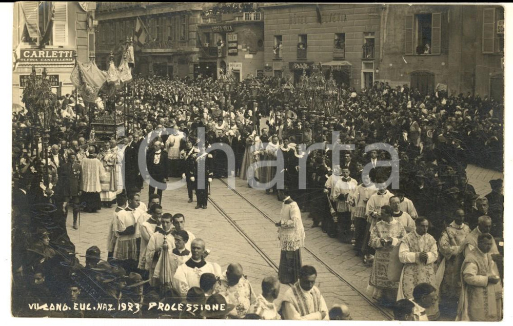 Fotografia d epoca originale 1923 GENOVA CORNIGLIANO VII Congresso Eucaristico Nazionale  Processione Foto 1