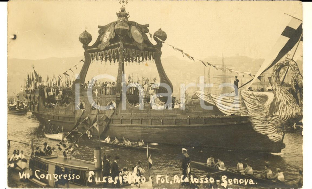 Fotografia d epoca originale 1923 GENOVA VII Congresso Eucaristico Nazionale  Processione in mare Foto 1