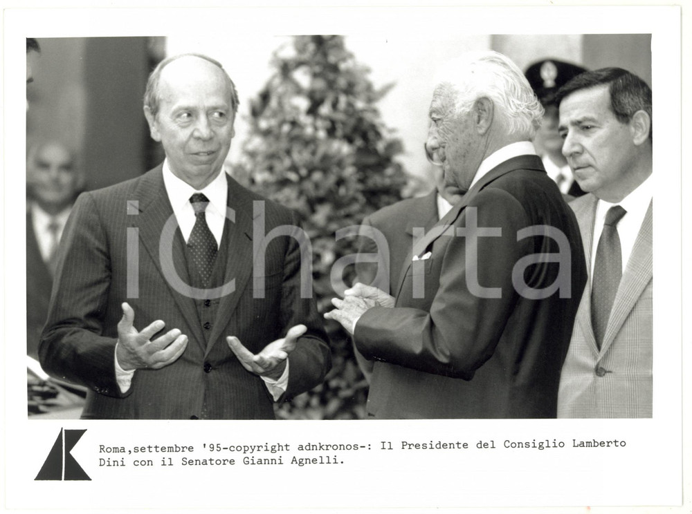 Fotografia d epoca originale 1995 ROMA Conversazione tra Gianni AGNELLI e Lamberto DINI Foto 24x17 cm 1