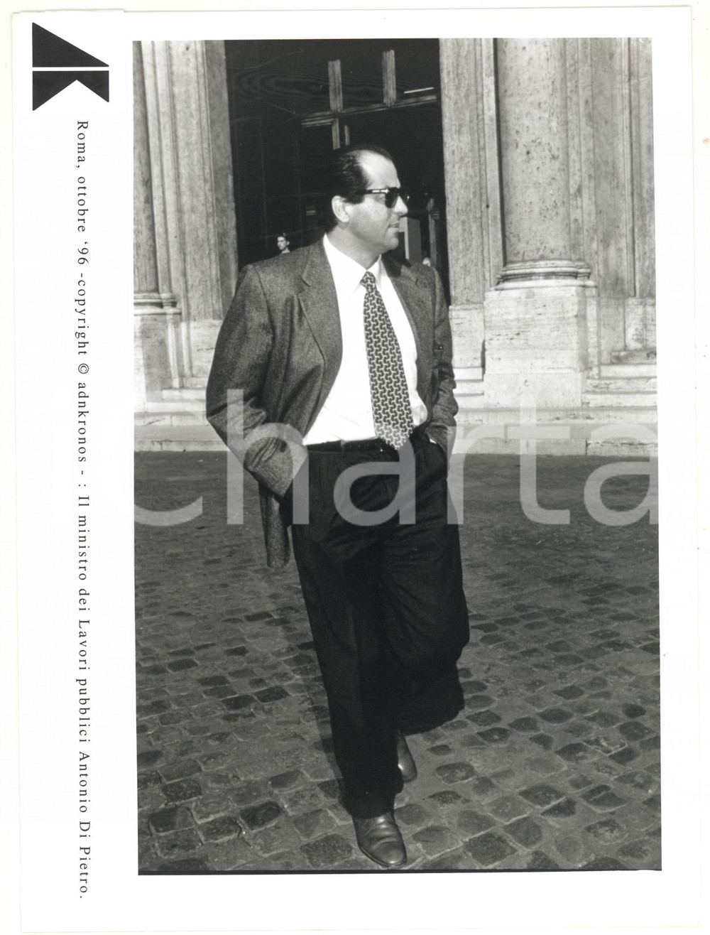 Fotografia d epoca originale 1996 ROMA Ritratto di Antonio DI PIETRO ministro dei Lavori Pubblici Foto 17x24 1
