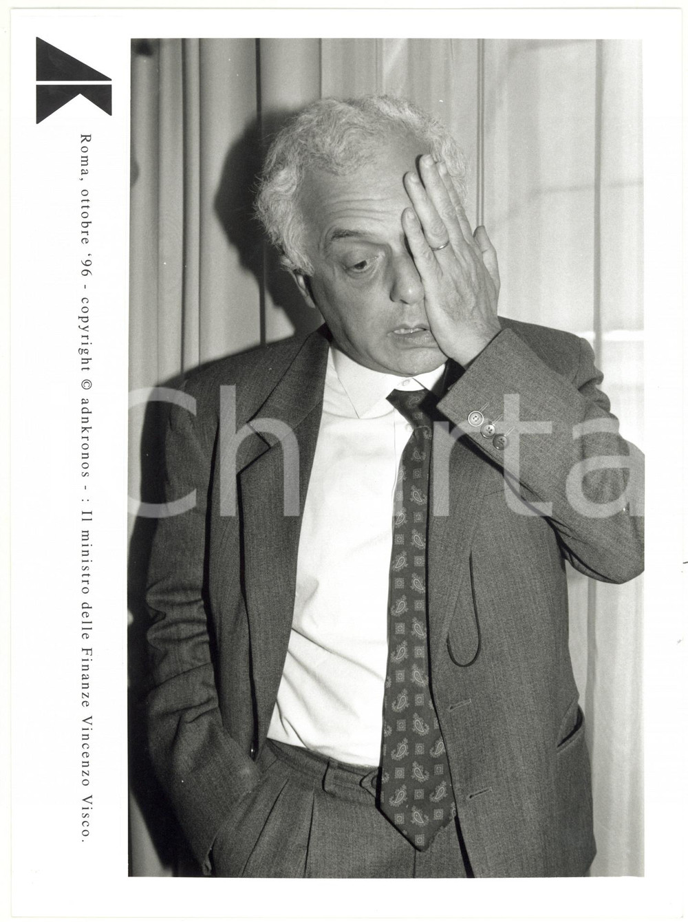 Fotografia d epoca originale 1996 ROMA Vincenzo VISCO ministro delle Finanze Fotografia 17x24 cm 1
