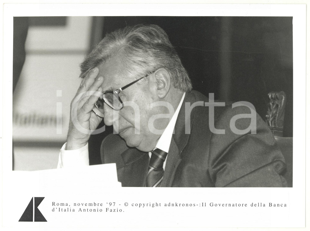 Fotografia d epoca originale 1997 ROMA Ritratto di Antonio FAZIO governatore della Banca d Italia Foto 24x17 1
