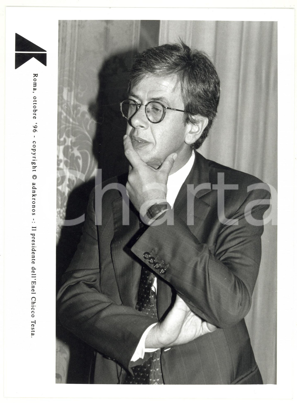 Fotografia d epoca originale 1996 ROMA Ritratto di Chicco TESTA presidente ENEL Fotografia 17x24 cm 1