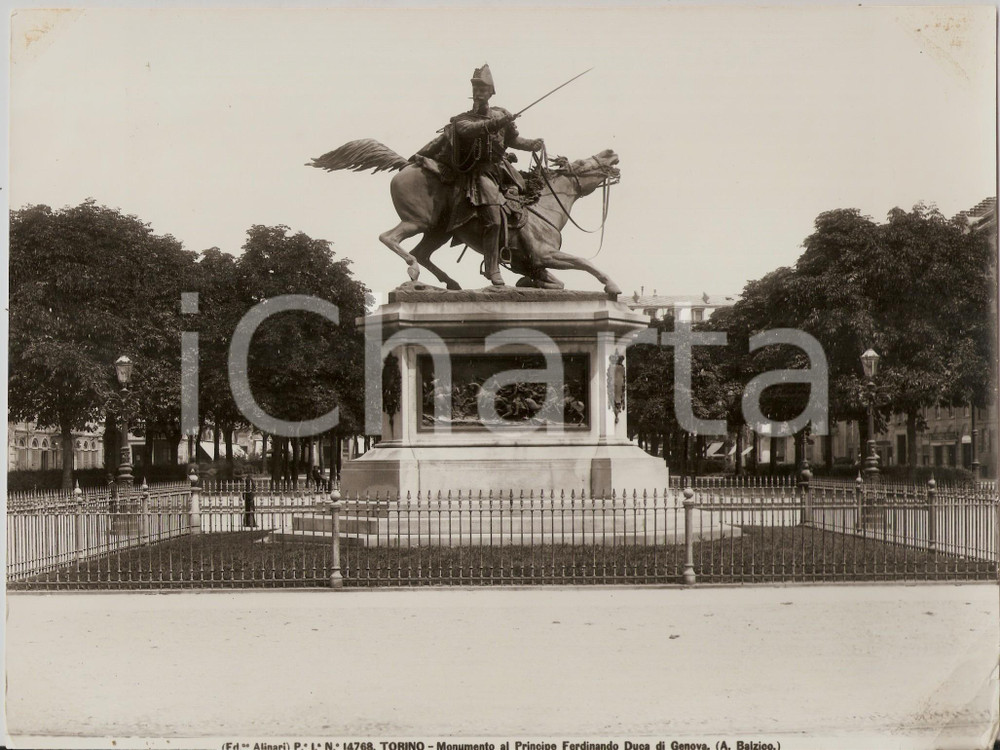 Fotografia d epoca originale 1935 ca TORINO Monumento al Principe Ferdinando Duca di Genova Foto ALINARI 1