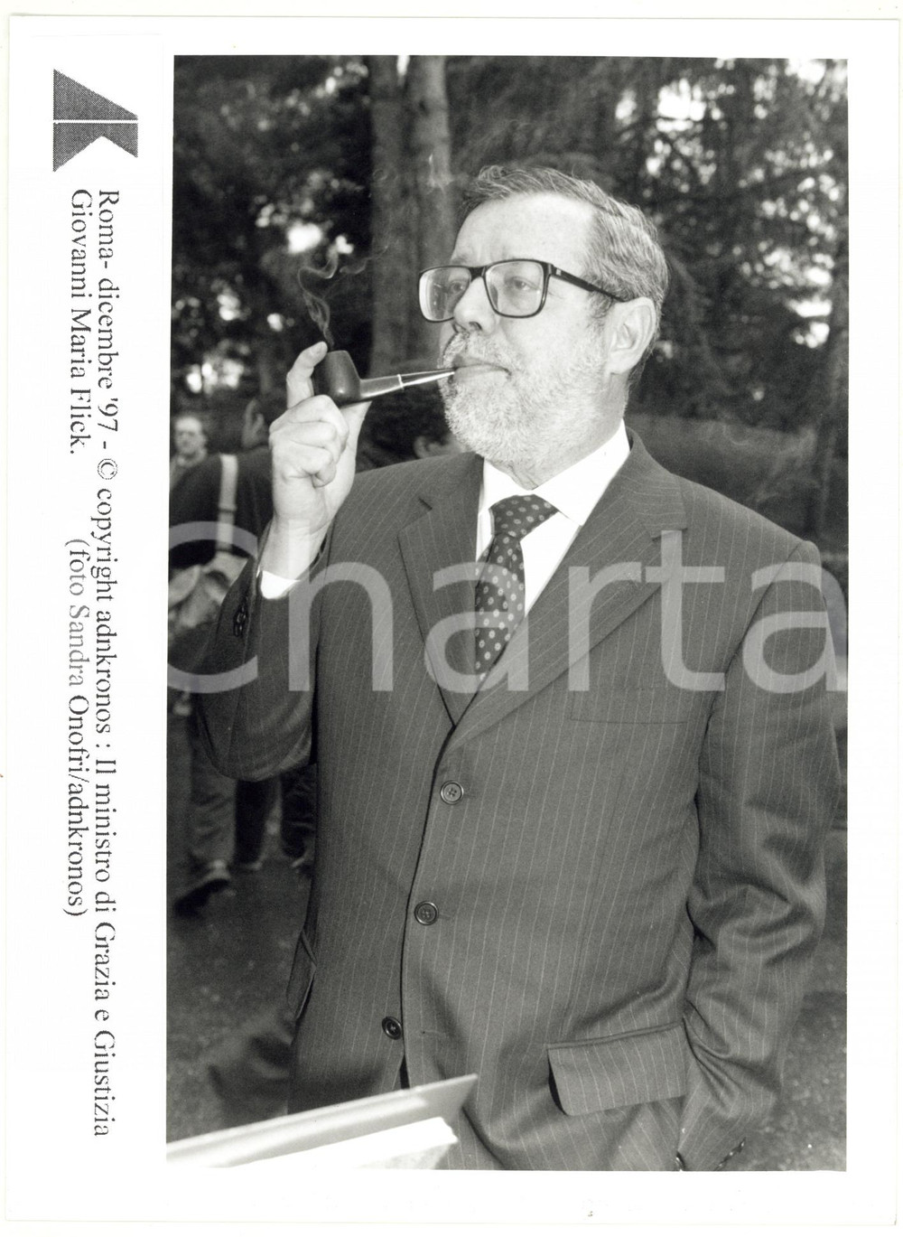 Fotografia d epoca originale 1997 ROMA Ritratto di Giovanni Maria FLICK mentre fuma la pipa Foto 17x24 cm 1