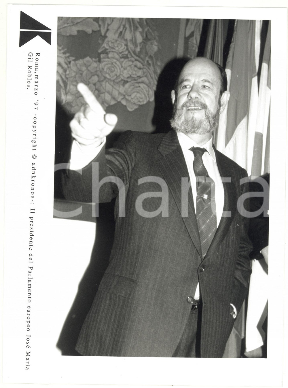 Fotografia d epoca originale 1997 ROMA José Maria GIL ROBLES presidente del Parlamento Europeo Foto 17x24 cm 1
