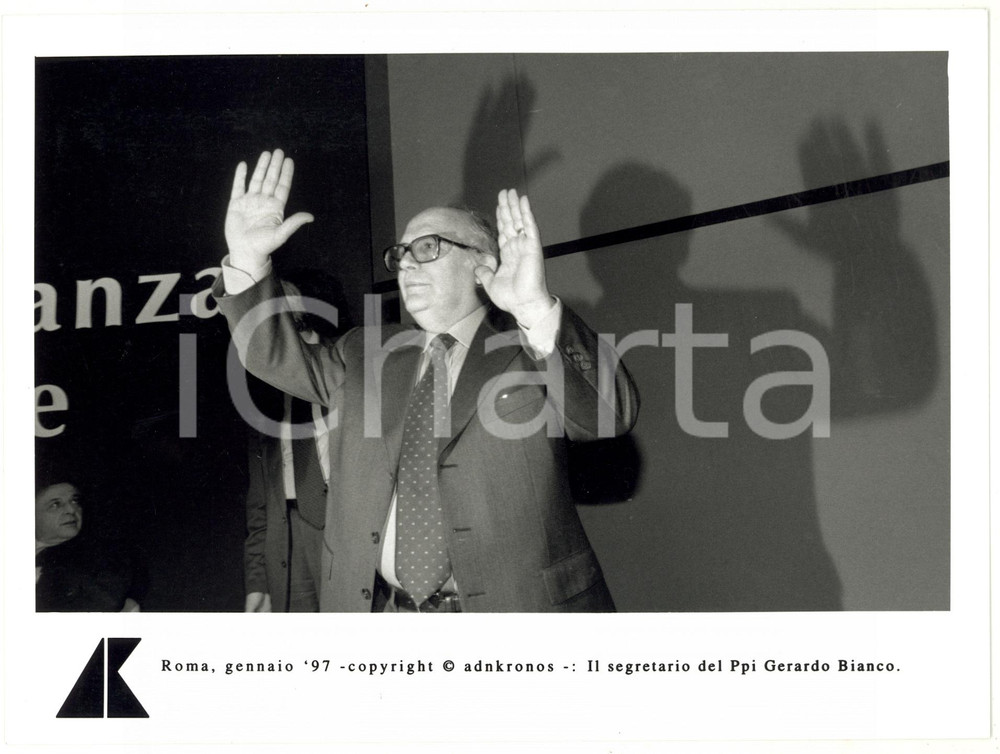 Fotografia d epoca originale 1997 ROMA Gerardo BIANCO segretario Partito Popolare Italiano PPI Foto 24x17 1