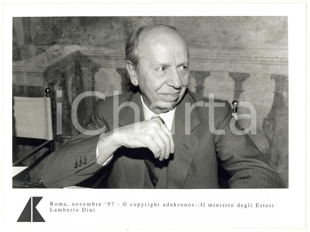 Fotografia d epoca originale 1997 ROMA Ritratto di Lamberto DINI ministro degli Esteri FOTO 24x17 1