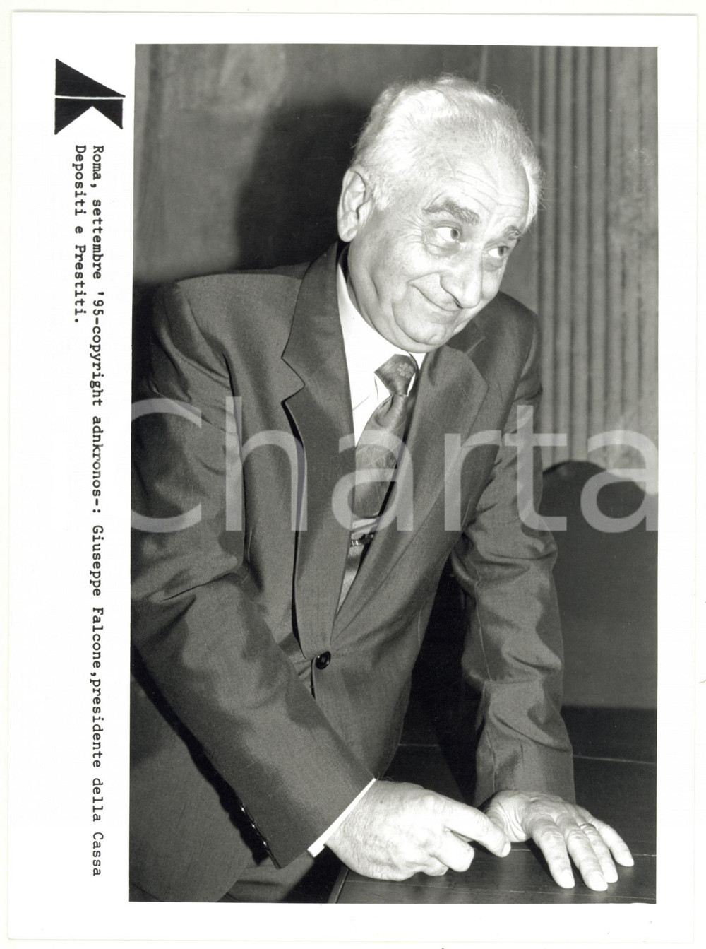 Fotografia d epoca originale 1995 ROMA Ritratto di Giuseppe FALCONE sorridente FOTOGRAFIA 17x24 cm 1