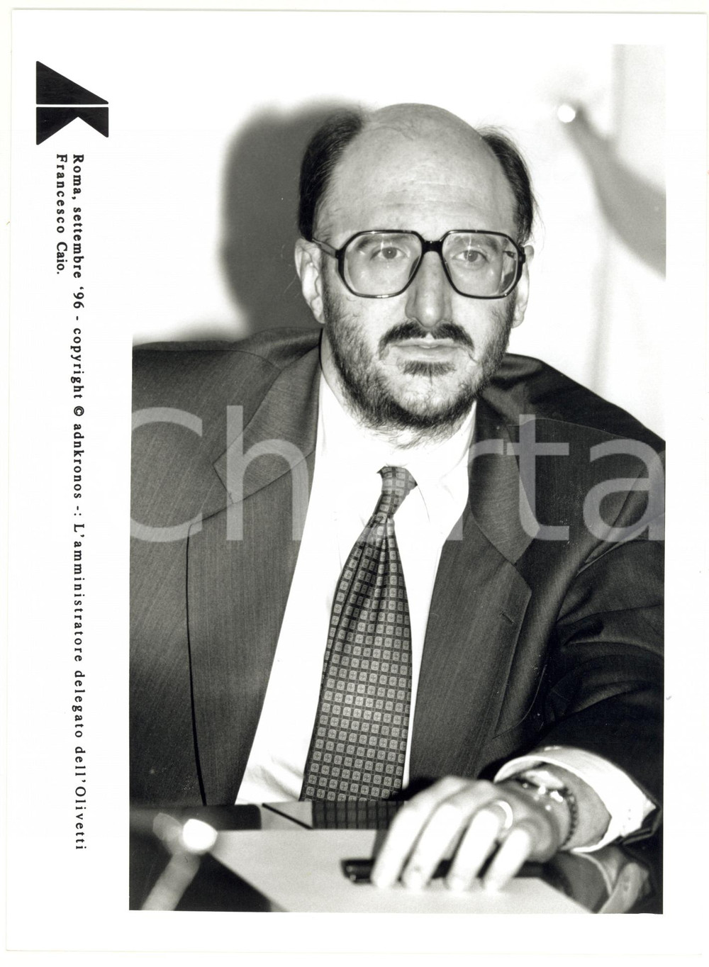 Fotografia d epoca originale 1996 ROMA Ritratto di Francesco CAIO amministratore delegato OLIVETTI Foto 1