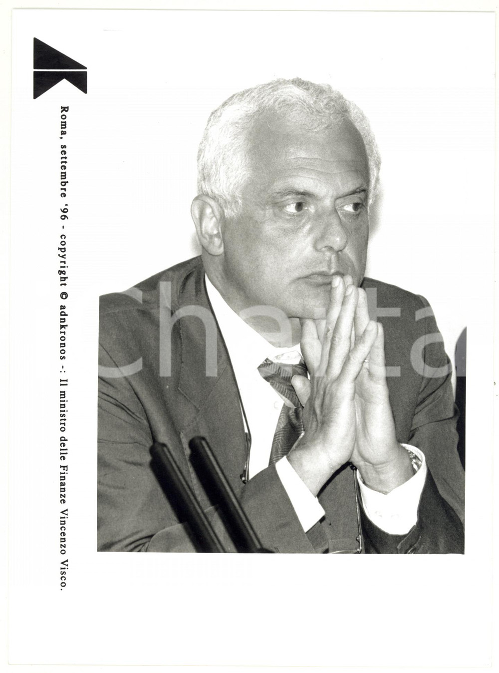 Fotografia d epoca originale 1996 ROMA Ritratto di Vincenzo VISCO ministro delle Finanze FOTO 17x24 cm 1
