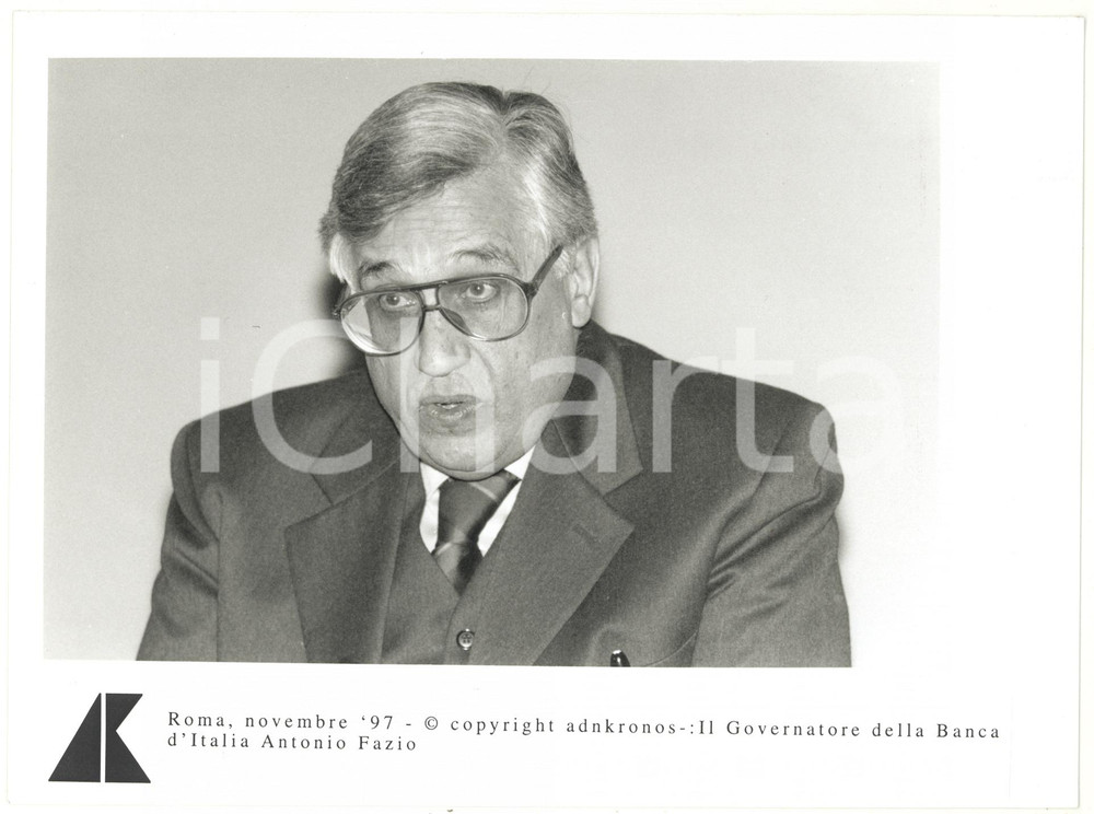 Fotografia d epoca originale 1997 ROMA Ritratto di Antonio FAZIO governatore Banca d Italia Foto 24x17 cm 1