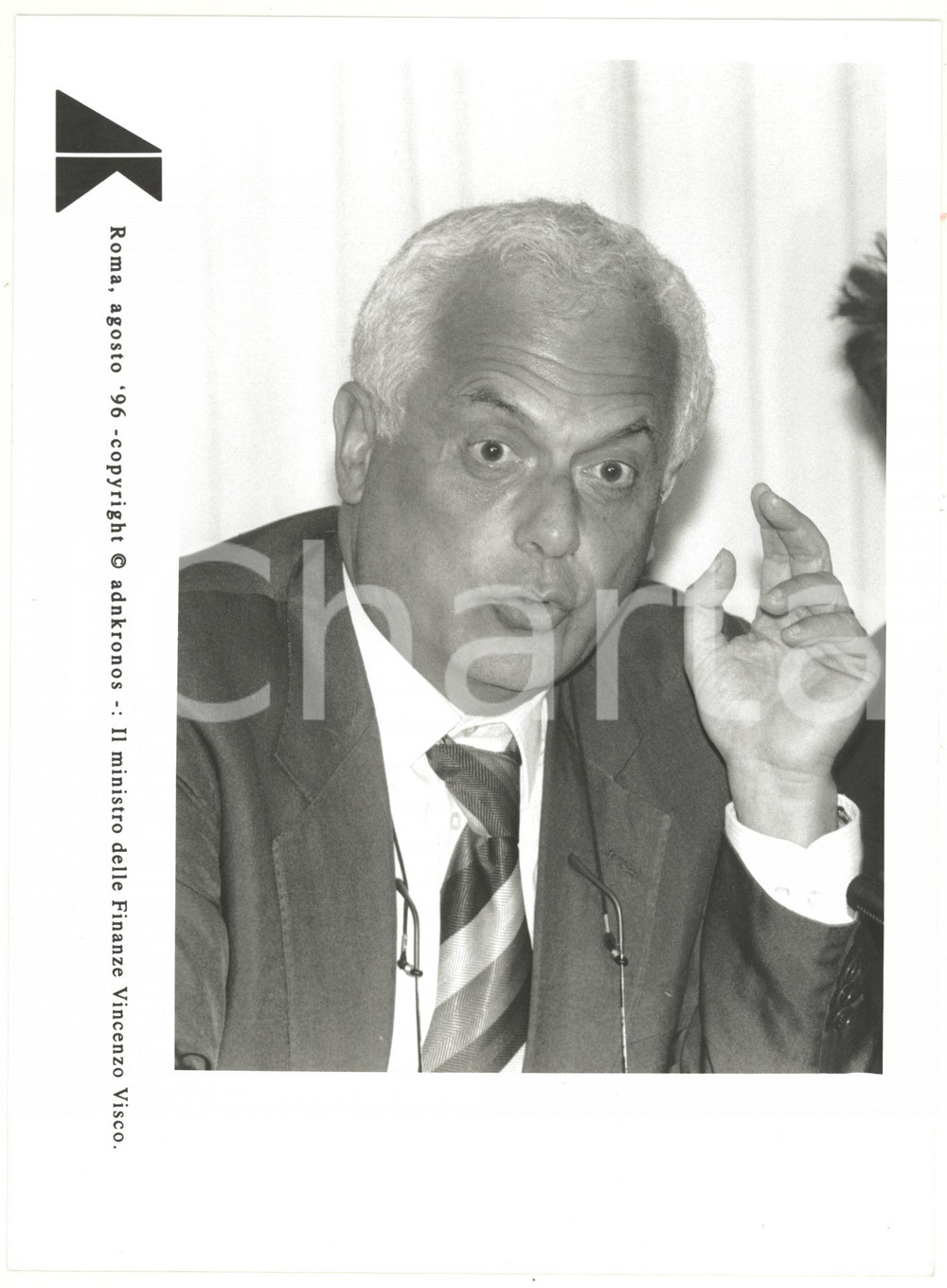 Fotografia d epoca originale 1996 ROMA Ritratto di Vincenzo VISCO ministro delle Finanze Fotografia 17x24 cm 1