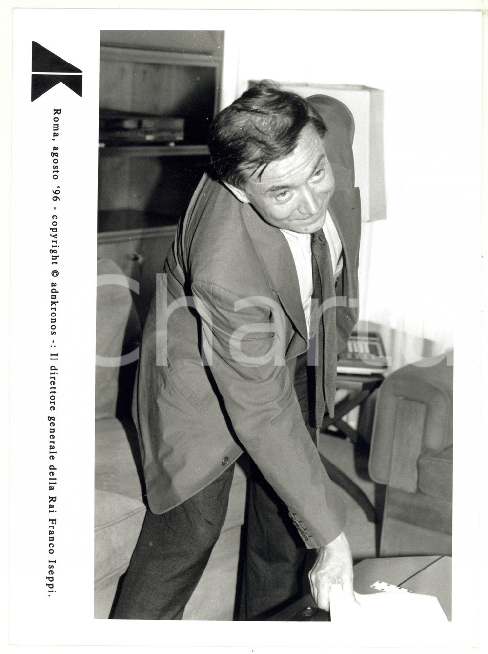 Fotografia d epoca originale 1996 ROMA Franco ISEPPI direttore generale RAI Fotografia 17x24 cm 1