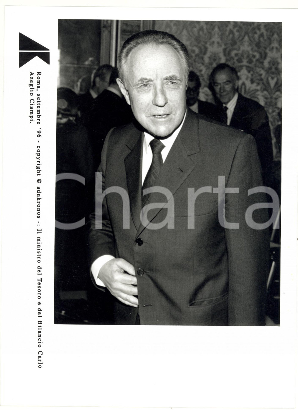 Fotografia d epoca originale 1996 ROMA Ritratto di Carlo Azeglio CIAMPI ministro del Tesoro e Bilancio Foto 1