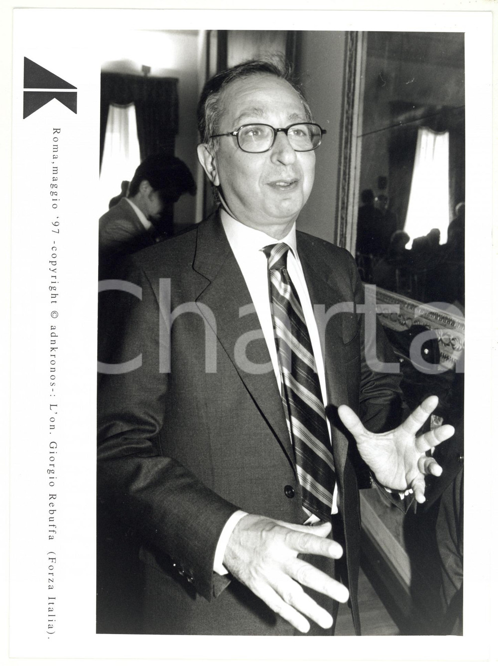 Fotografia d epoca originale 1997 ROMA  FORZA ITALIA Ritratto on. Giorgio REBUFFA Foto 17x24 cm 1