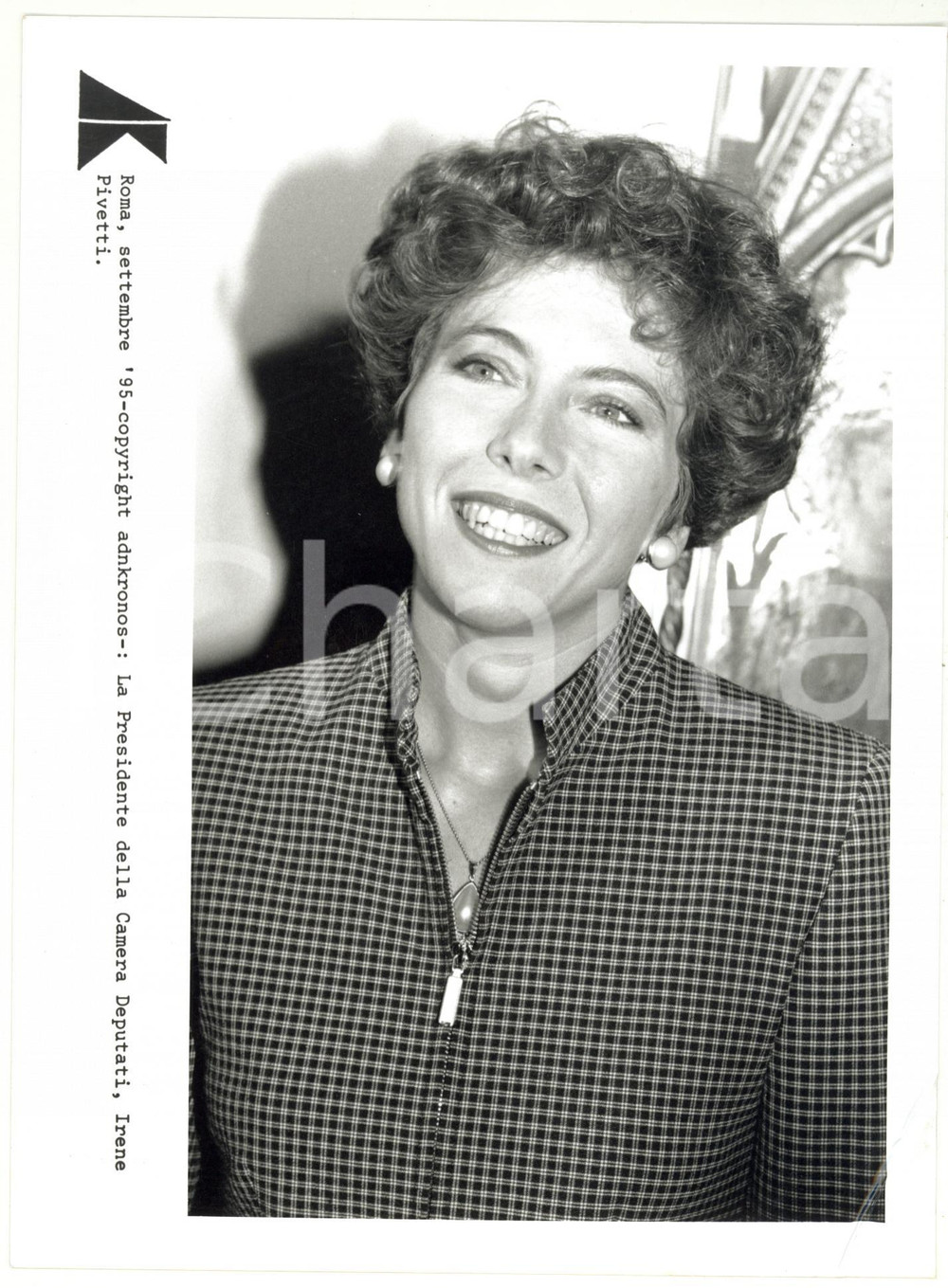 Fotografia d epoca originale 1995 ROMA Ritatto di Irene PIVETTI presidente della Camera sorridente FOTO 17x24 1