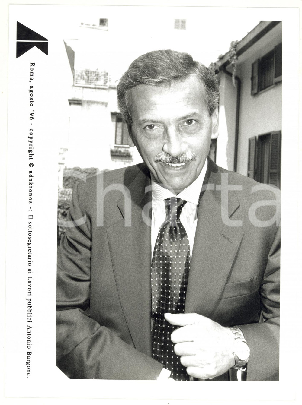Fotografia d epoca originale 1996 ROMA Ritratto di Antonio BARGONE sottosegretario ai Lavori Pubblici FOTO 1