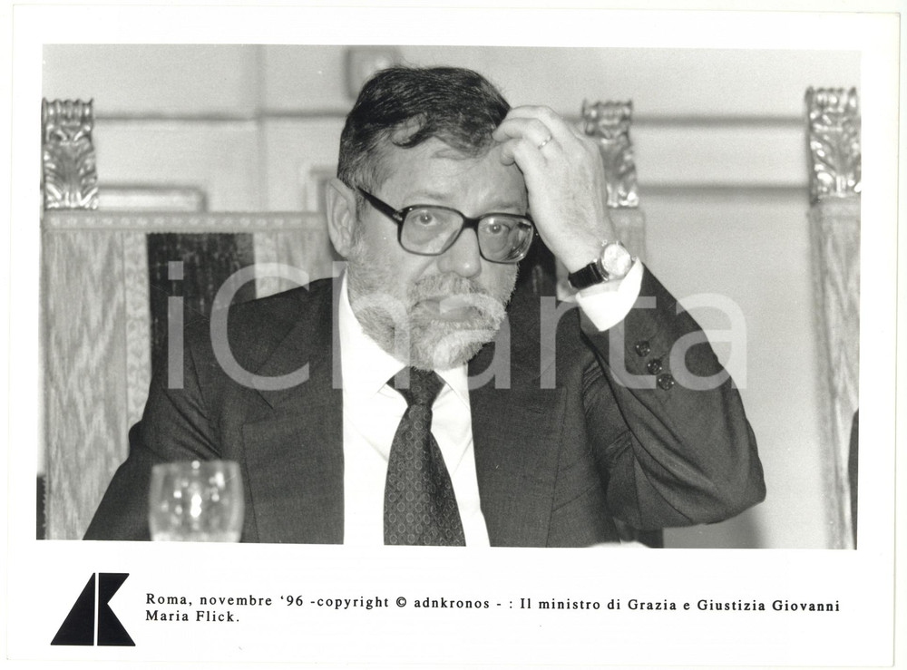 Fotografia d epoca originale 1996 ROMA Ritratto di Giovanni Maria FLICK ministro di Grazia e Giustizia Foto 1