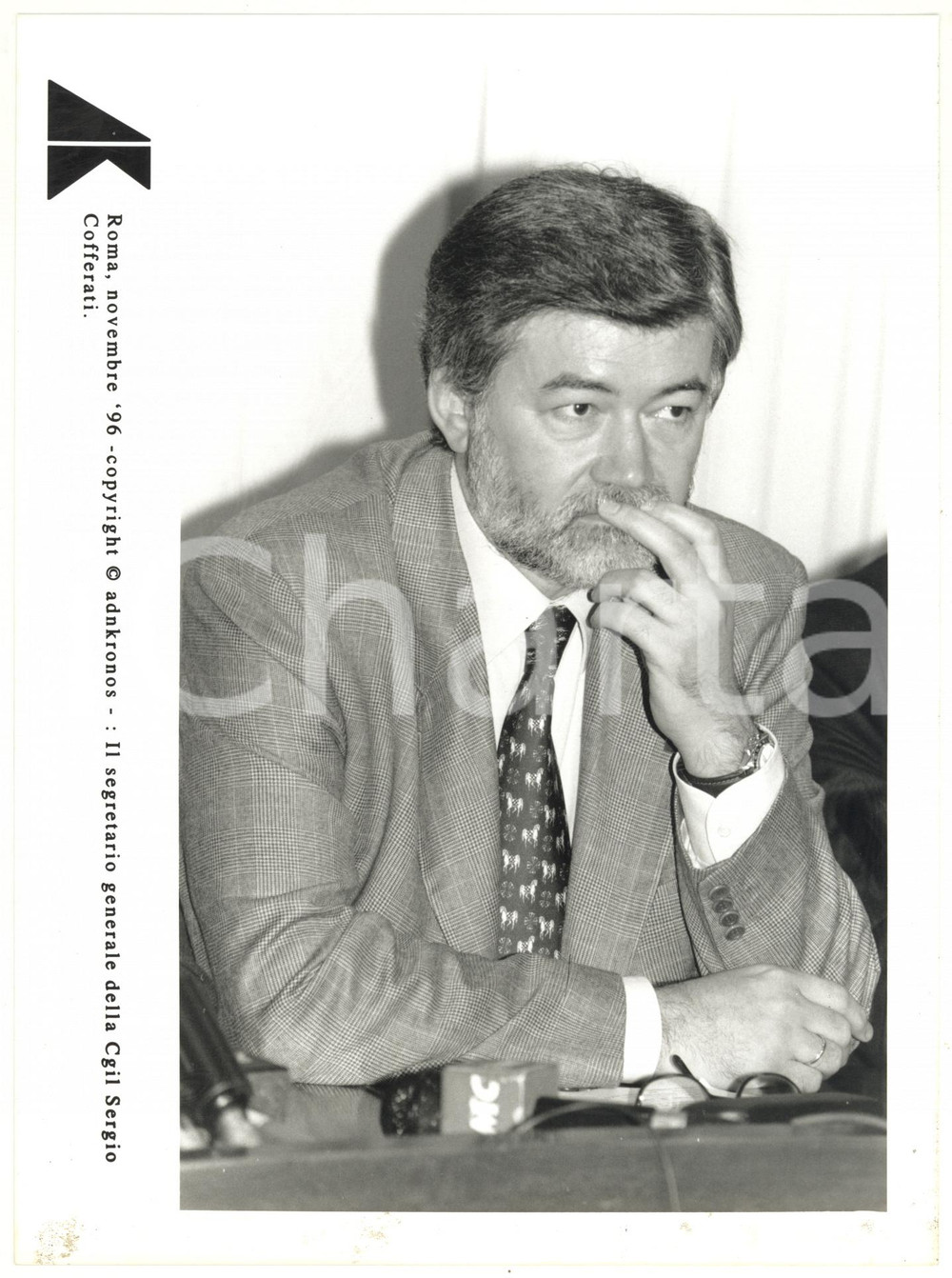 Fotografia d epoca originale 1996 ROMA Sergio COFFERATI segretario generale CGIL Foto 17x24 cm 1