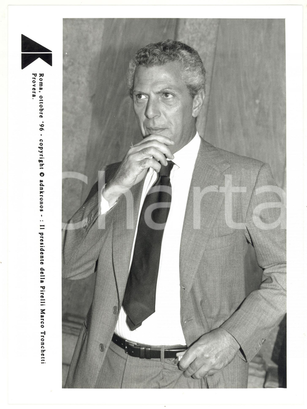 Fotografia d epoca originale 1996 ROMA Ritratto di Marco TRONCHETTI PROVERA presidente PIRELLI Foto 17x24 1