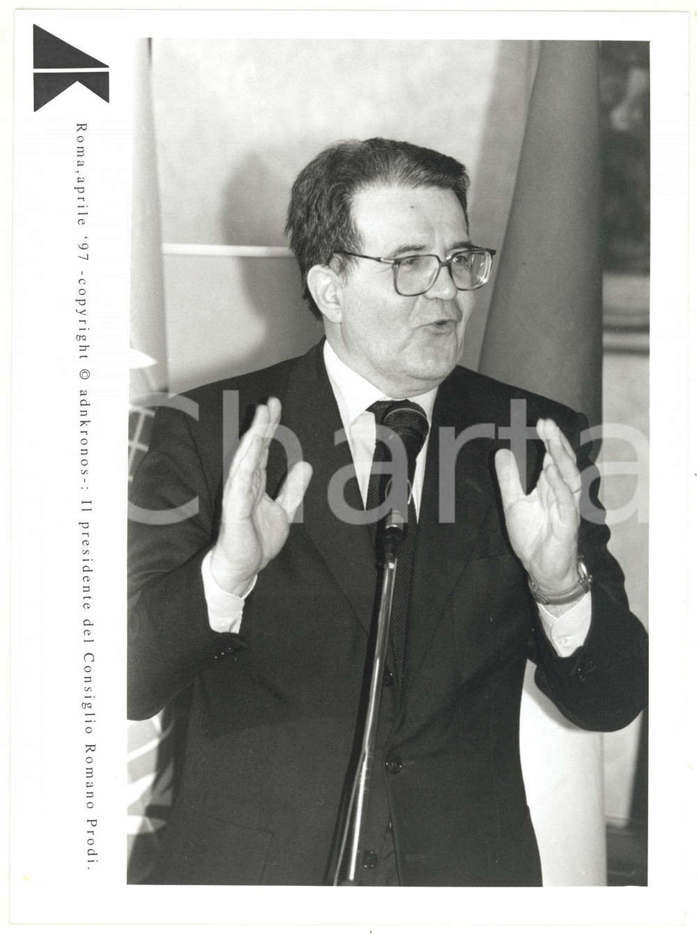Fotografia d epoca originale 1997 ROMA Discorso di Romano PRODI presidente del Consiglio  Foto 17x24 1