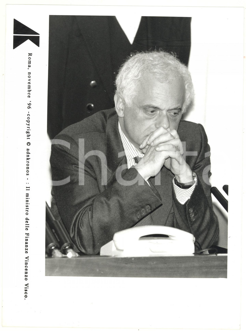 Fotografia d epoca originale 1996 ROMA Il ministro delle Finanze Vincenzo VISCO preoccupato Foto 17x24 cm 1