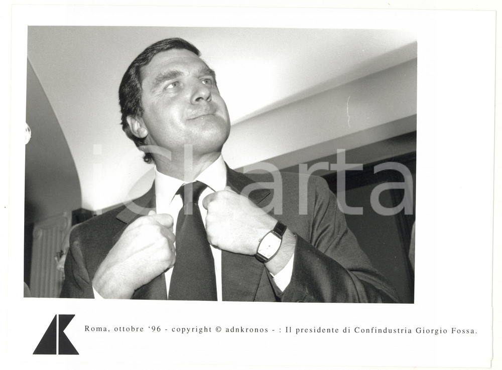 Fotografia d epoca originale 1996 ROMA Presidente di CONFINDUSTRIA Giorgio FOSSA posa davanti ai giornalisti 1