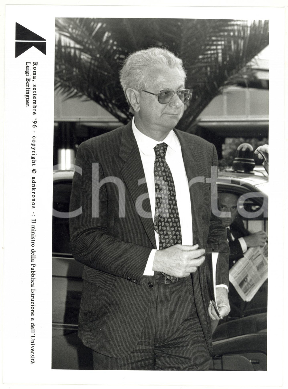 Fotografia d epoca originale 1996 ROMA Luigi BERLINGUER ministro della Pubblica Istruzione Foto 17x24 cm 1