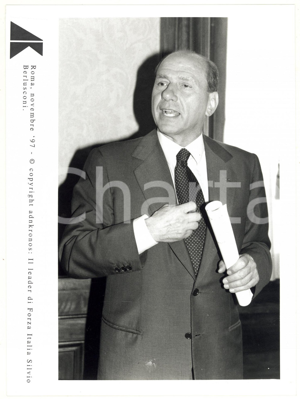 Fotografia d epoca originale 1997 ROMA  FORZA ITALIA Silvio BERLUSCONI rilascia dichiarazione ai giornalisti 1