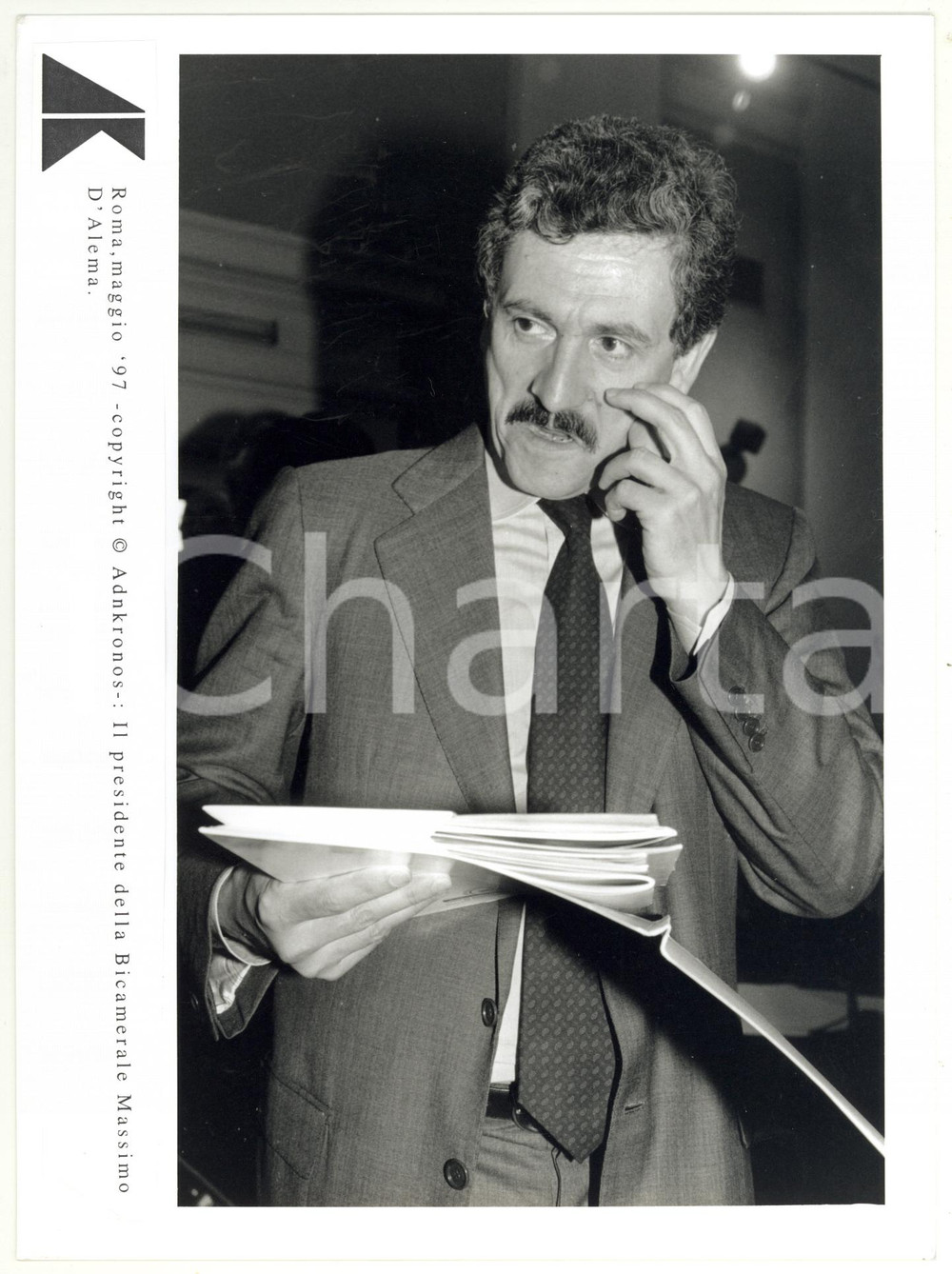 Fotografia d epoca originale 1997 ROMA Ritratto di Massimo D ALEMA presidente della Bicamerale Foto 17x24 1