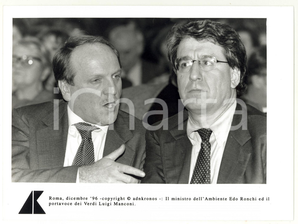 Fotografia d epoca originale 1996 ROMA Edoardo RONCHI con Luigi MANCONI portavoce dei VERDI Foto 24x17 cm 1