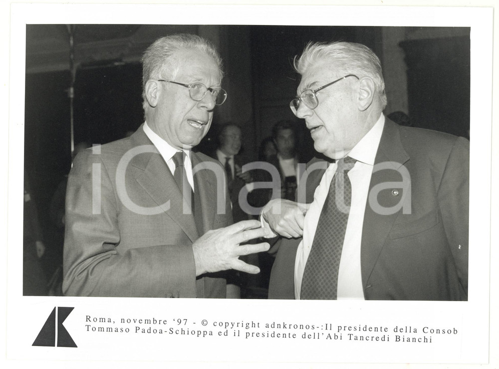 Fotografia d epoca originale 1997 ROMA Tommaso PADOASCHIOPPA discute con Tancredi BIANCHI  Foto 24x17 1