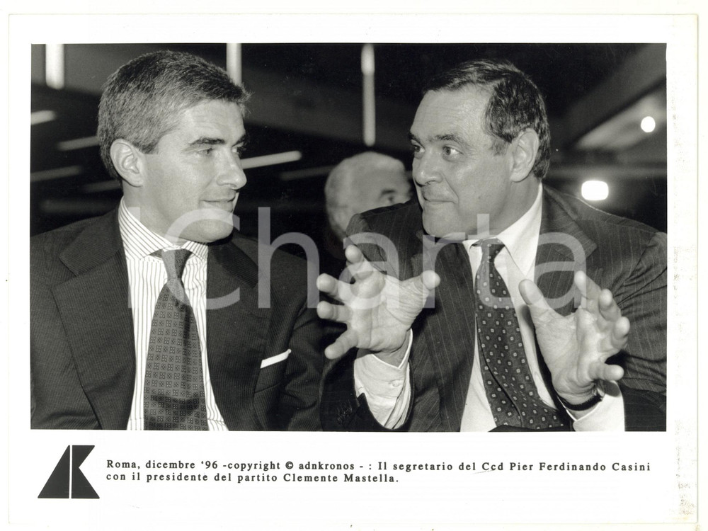 Fotografia d epoca originale 1996 ROMA  CCD Clemente MASTELLA scherza con Pier Ferdinando CASINI Foto 24x17 1