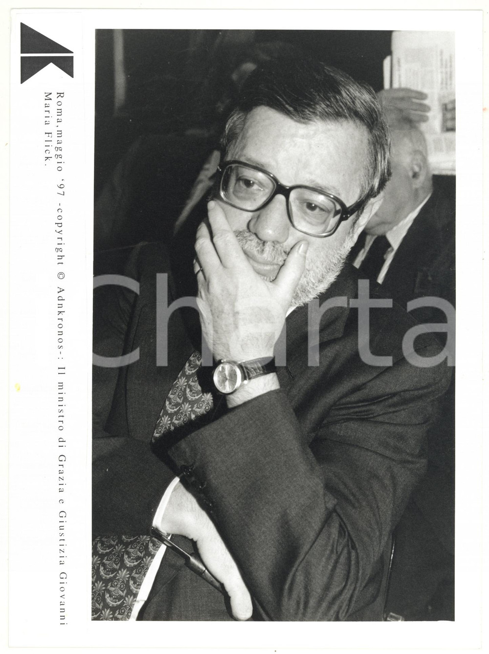 Fotografia d epoca originale 1997 ROMA Ritratto di Giovanni Maria FLICK ministro di Grazia e Giustizia Foto 1